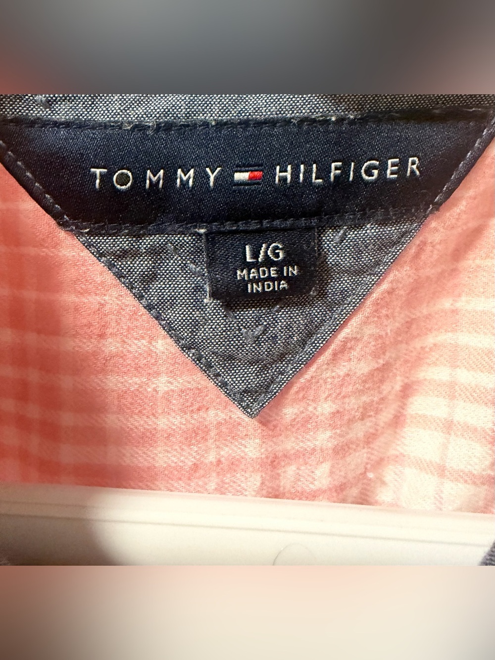 Tommy Hilfiger Pink & White Gingham Check Button-Up Shirt - Size L/G - Picture 6 of 8